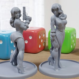 30ties Style Pin-Ups -  3D Printed Minifigures for Fantasy Miniature Tabletop Games, TTRPG, DND, Frostgrave