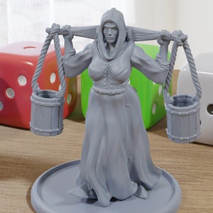 Water Carrier Female - Medieval Townsfolk / Villagers - 3D Printed Minifigures for Tabletop Role Playing Miniature Games 28mm / 32mm Scale