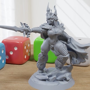 Lich Queen Sexy Pin-Up - 3D Printed Minifigures for Fantasy Miniature Tabletop Games DND, Frostgrave 28mm / 32mm / 75mm