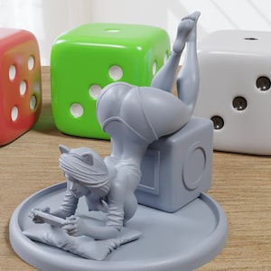 Sexy Pin-Up Fanart - Gamer Girl mit Konsole - 3D Gedruckte Miniatur Figur - 32 mm / 75 mm / 170 mm Maßstab - Garage Kit