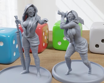 Sisters Forlorn - Sexy Pinup - 3D Printed Minifigures for Fantasy Miniature Tabletop Games DND, Frostgrave 28mm / 32mm / 75mm