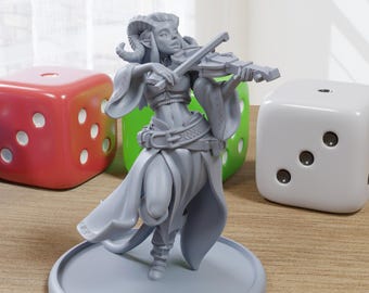 Tiefling Bard Sexy Pin-Up - 3D Printed Minifigure for Fantasy Miniature Tabletop Games DND, Frostgrave 28mm / 32mm / 75mm
