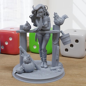 Narissa Sexy Pin-Up Fan Art - SFW - NSFW - 3D Printed Minifigure for Fantasy Miniature Tabletop Games - 32mm & 75mm Scale