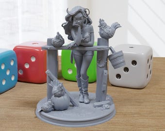 Narissa Sexy Pin-Up Fan Art - SFW - NSFW - 3D Gedruckte Minifigur für Fantasy Miniature Tabletop Spiele - 32 mm & 75 mm Maßstab