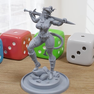 Karlach - Sexy Pin-Up Fan Art - 3D Printed Miniature Figure - 32mm / 75mm / 170mm Scale - Garage Kit