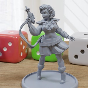 Retro Sci Fi Girl Sexy Pin-Up - 3D Printed Minifigures for Fantasy Miniature Tabletop Games DND, Frostgrave 28mm / 32mm / 75mm
