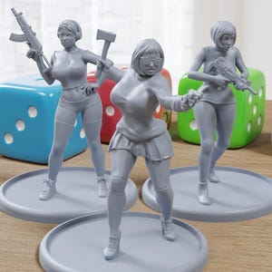 Brutal Beauties - 3D Printed Minifigures for Fantasy Miniature Tabletop Games DND, Frostgrave 28mm / 32mm / 75mm