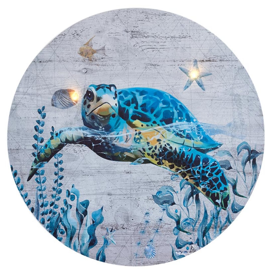 Sea Turtle Lighted Canvas Wall Art Etsy