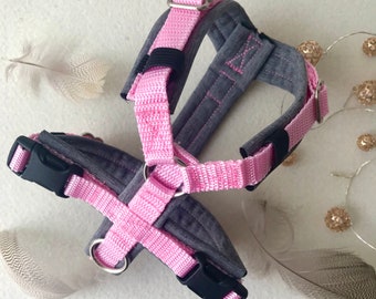 Harness for dogs, dog harness/ Y-, chest harness, padded, adjustable for small dogs like Chihuahua, Yorkshire Terrier.