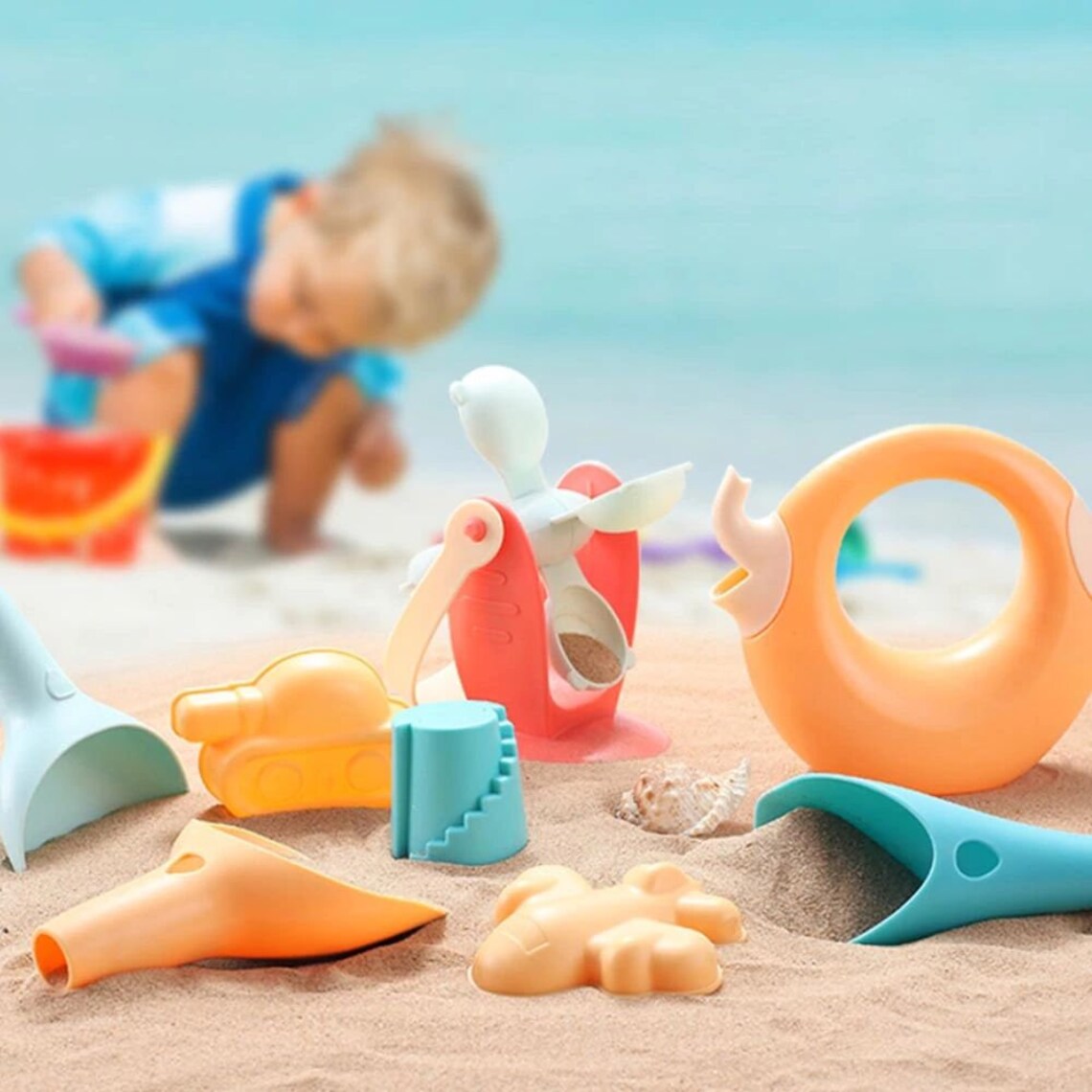 Kids Beach Sand Play Toys Set Soft Rubber Material Truck Etsy