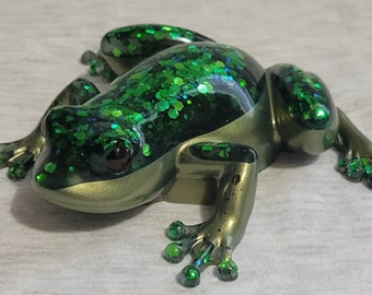 Resin Green Glitter Tree frog