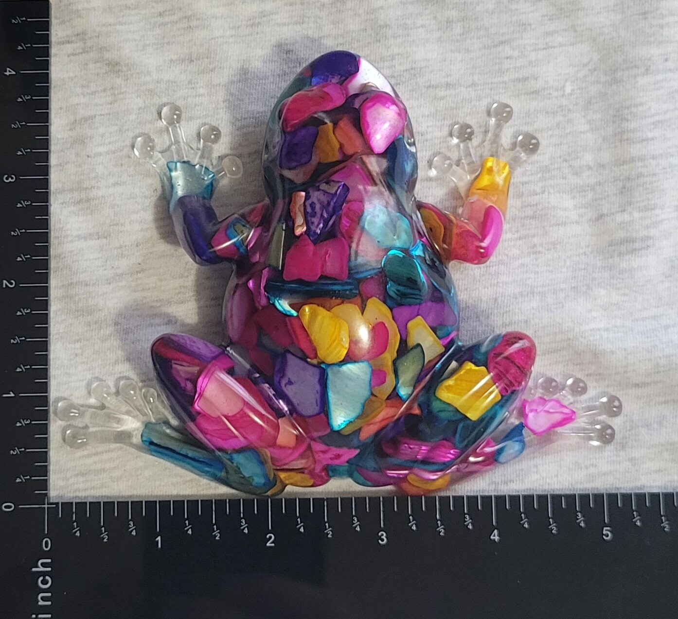 Resin Tree Frog Filled With Multicolored Shells Etsy