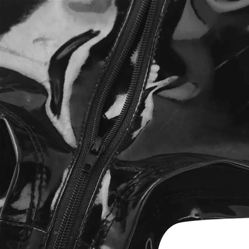 Latex Bodysuit Open Crotch See Through Leather Catsuit Etsy