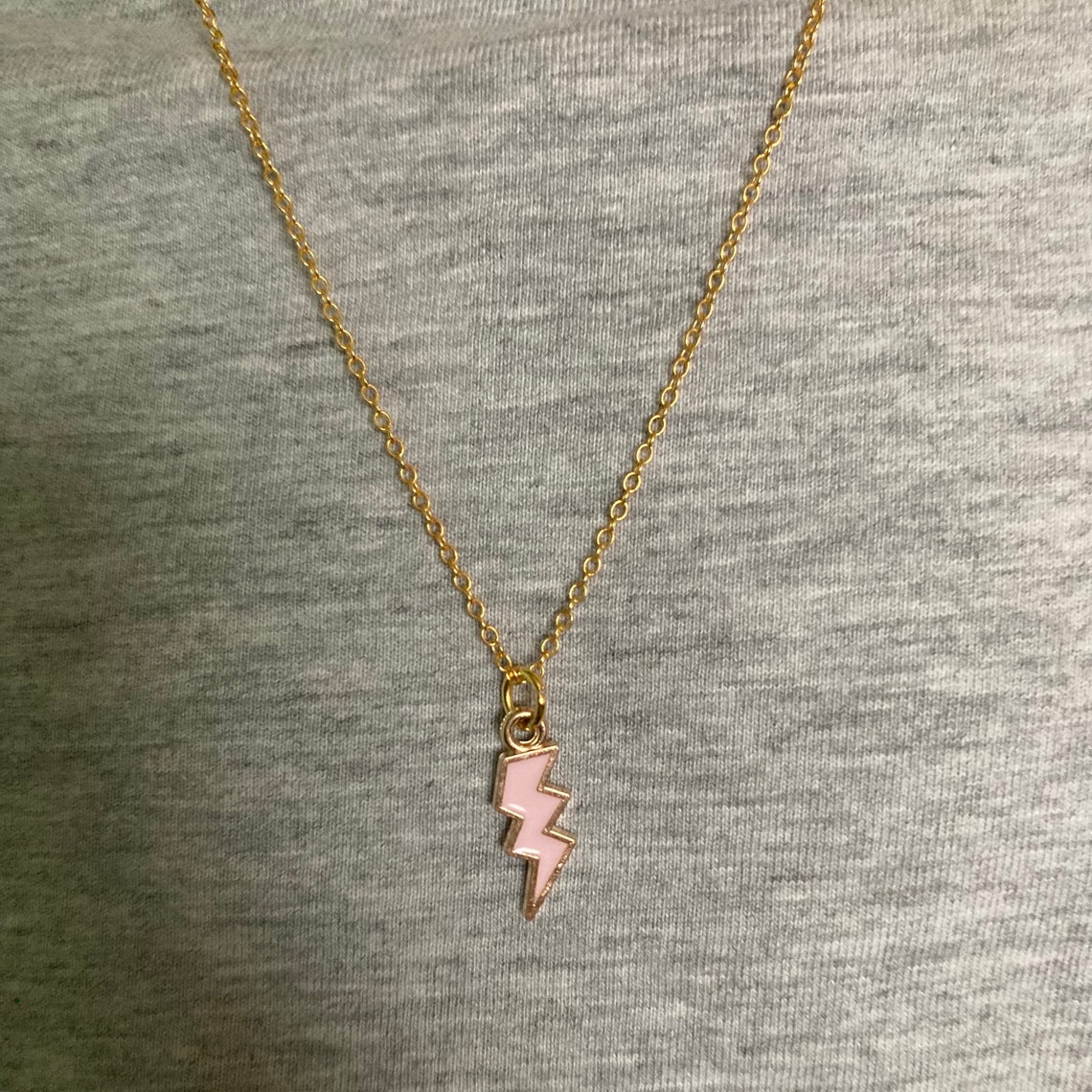 Lightning bolt necklace gold necklace colourful lightning Etsy