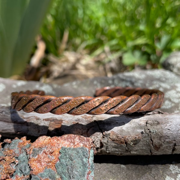 Pure Copper Textured Bracelet + Free Polishing Wax