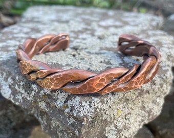 LG Rugged Textured copper bracelet + Free Polishing Wax