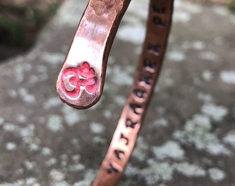 Pure Copper Mantra/ Prayer Bracelet + Free Polishing Wax