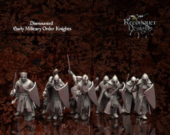 Dismounted Early Military Order Knights | 15/28mm Scale | Reconquer Designs