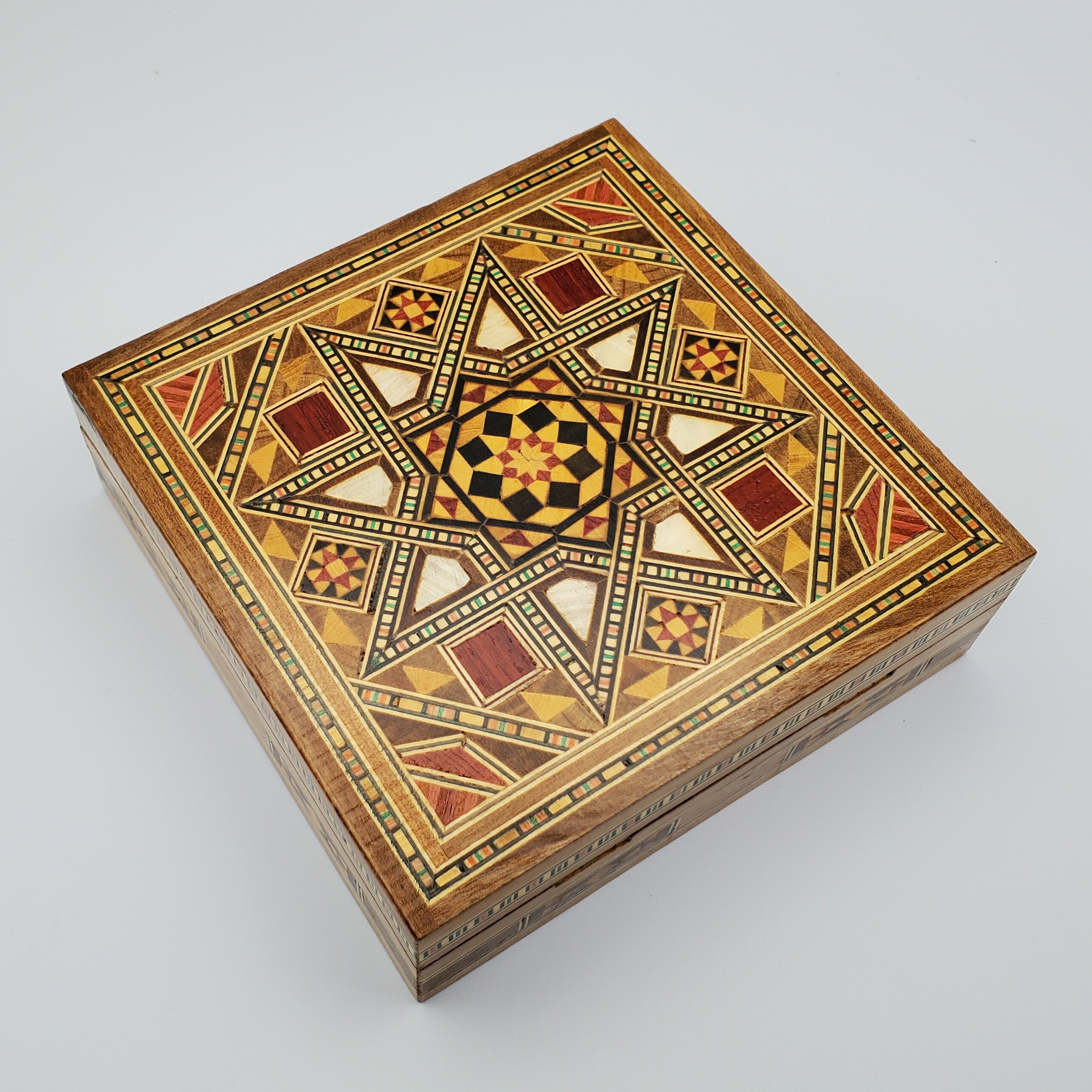 Authentic handmade mosaic box Made of walnut wood Inlaid Etsy