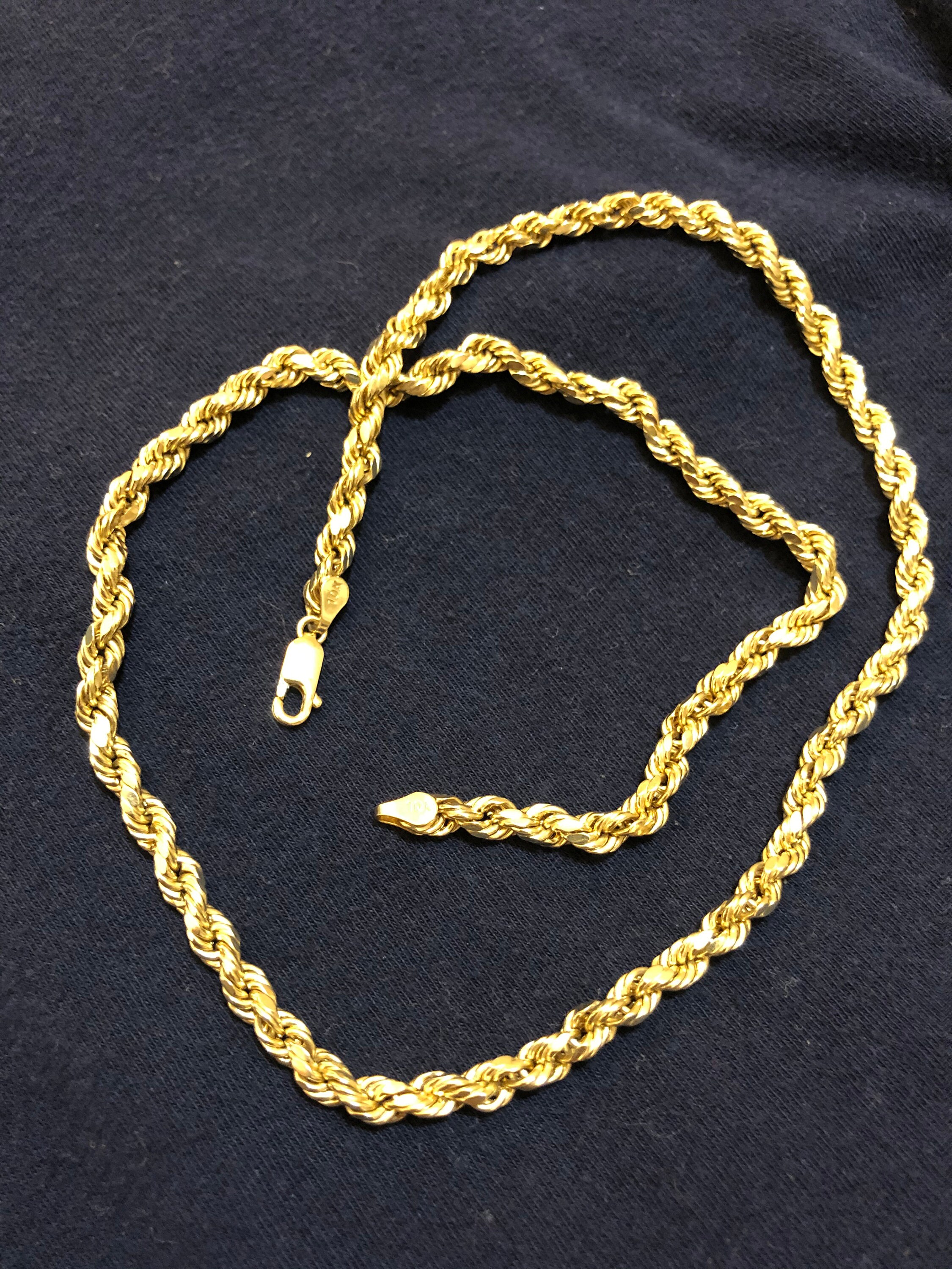 10K Solid Gold 20inch rope necklace chain Etsy
