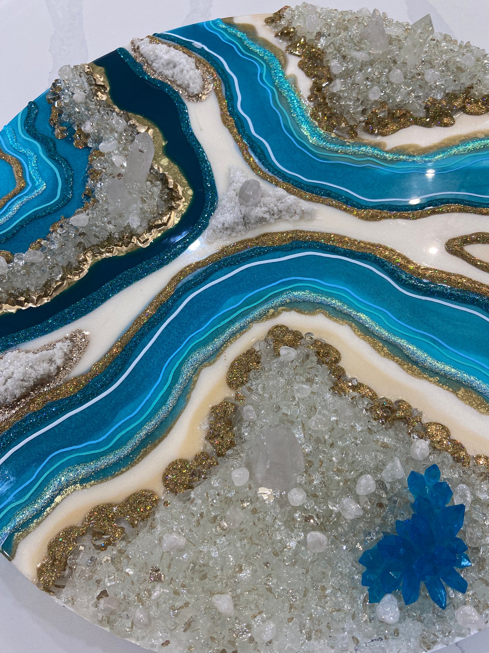 Ocean Blue Geode Wall Art| Epoxy Resin Painting| Crystal Resin Wall Art ...