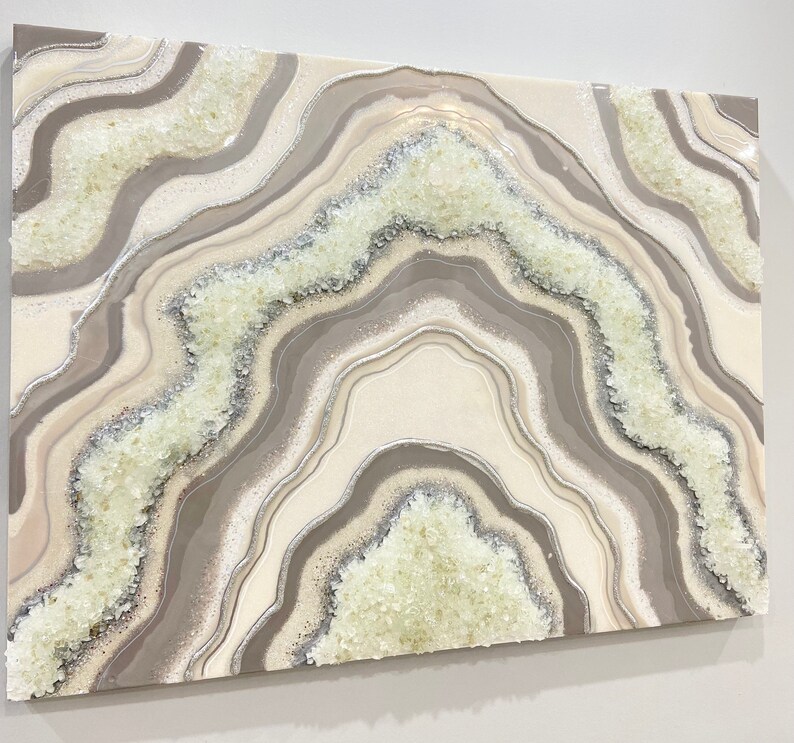 Large Grey Geode Wall Artepoxy Resin Painting Crystal Resin Etsy