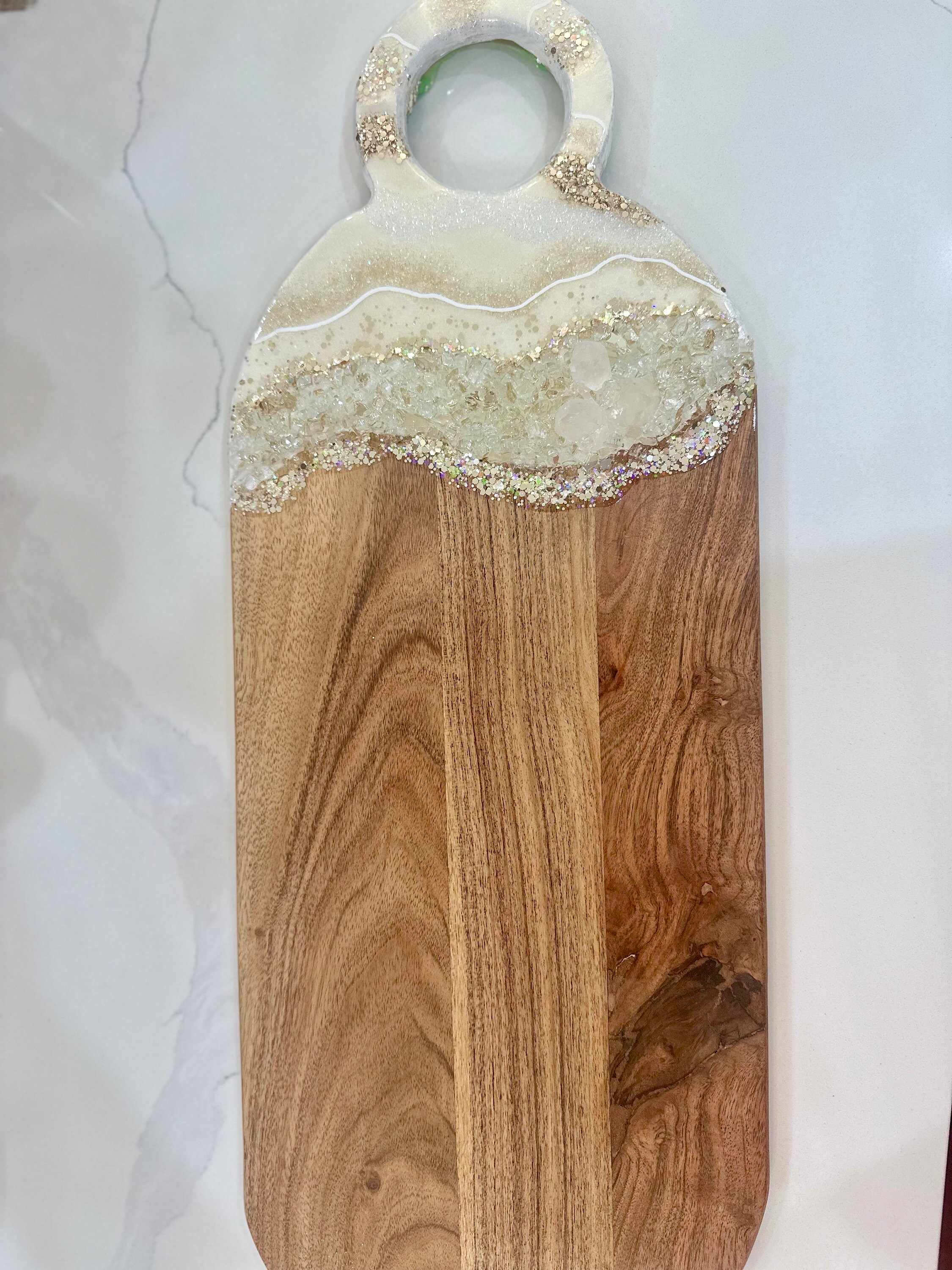 Resin Cheese Board/ Large White and Gold Geode Charcuterie Board/ Resin Charcuterie Board/ Epoxy ...