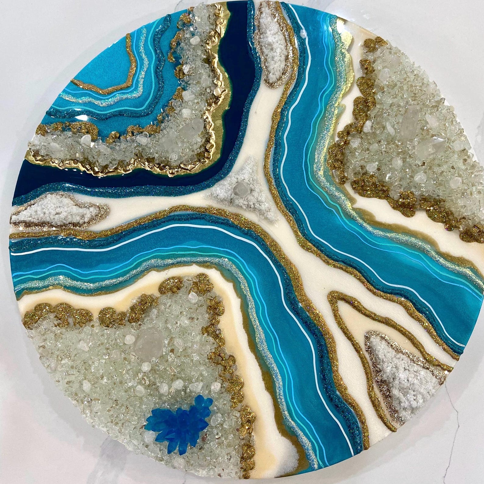 Ocean Blue Geode Wall Art| Epoxy Resin Painting| Crystal Resin Wall Art ...