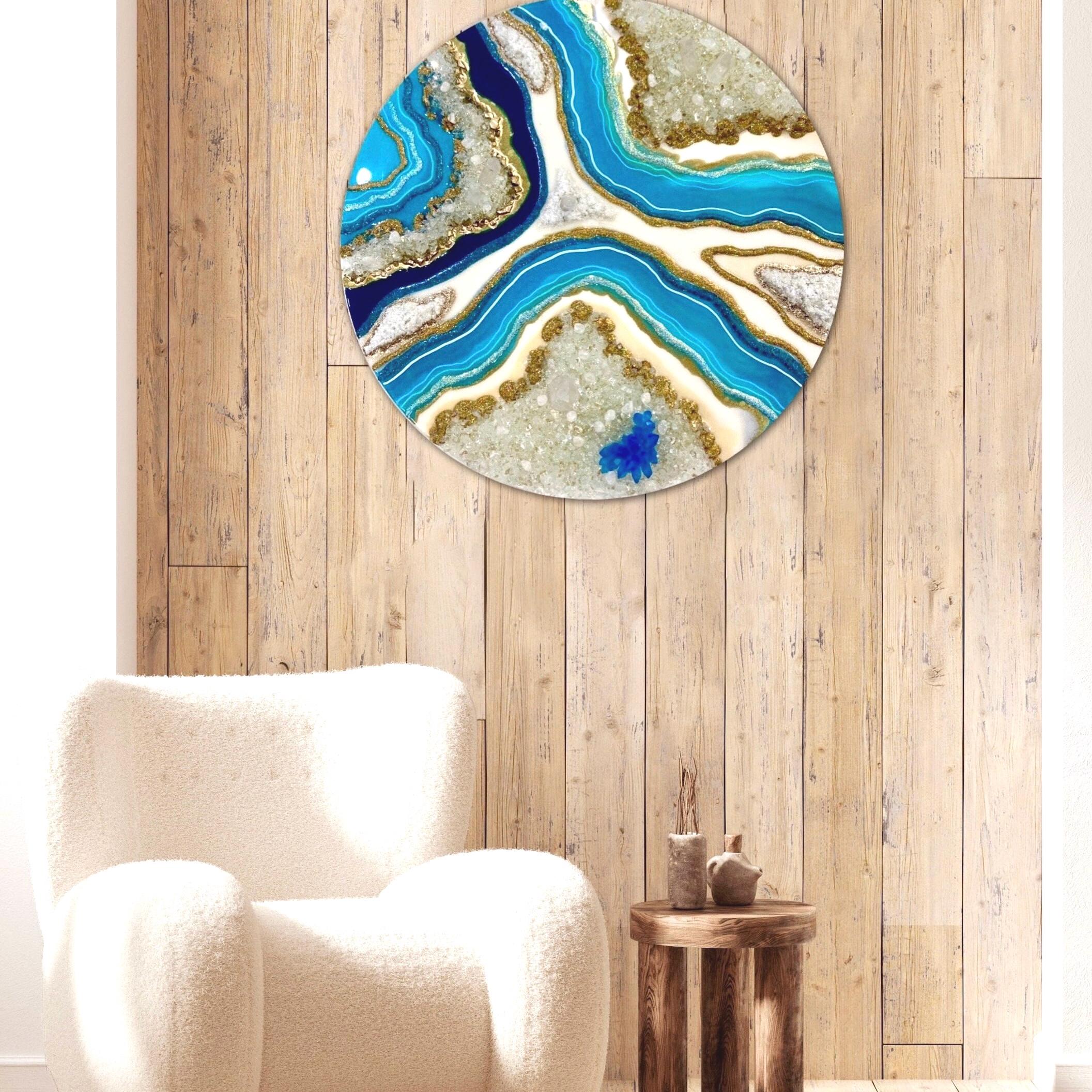 Ocean Blue Geode Wall Art| Epoxy Resin Painting| Crystal Resin Wall Art ...