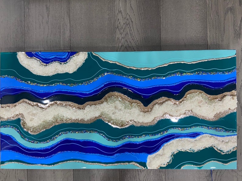 Textured Resin Geode Wall Art Epoxy Resin Painting Crystal Etsy