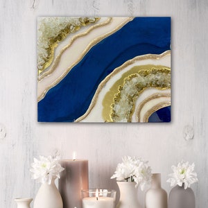 Midnight blue Resin Geode Wall Art/ Crystal resin painting/ Epoxy resin wall art/ geode Resin/ Modern geode painting/ luxury wall decor/Gift