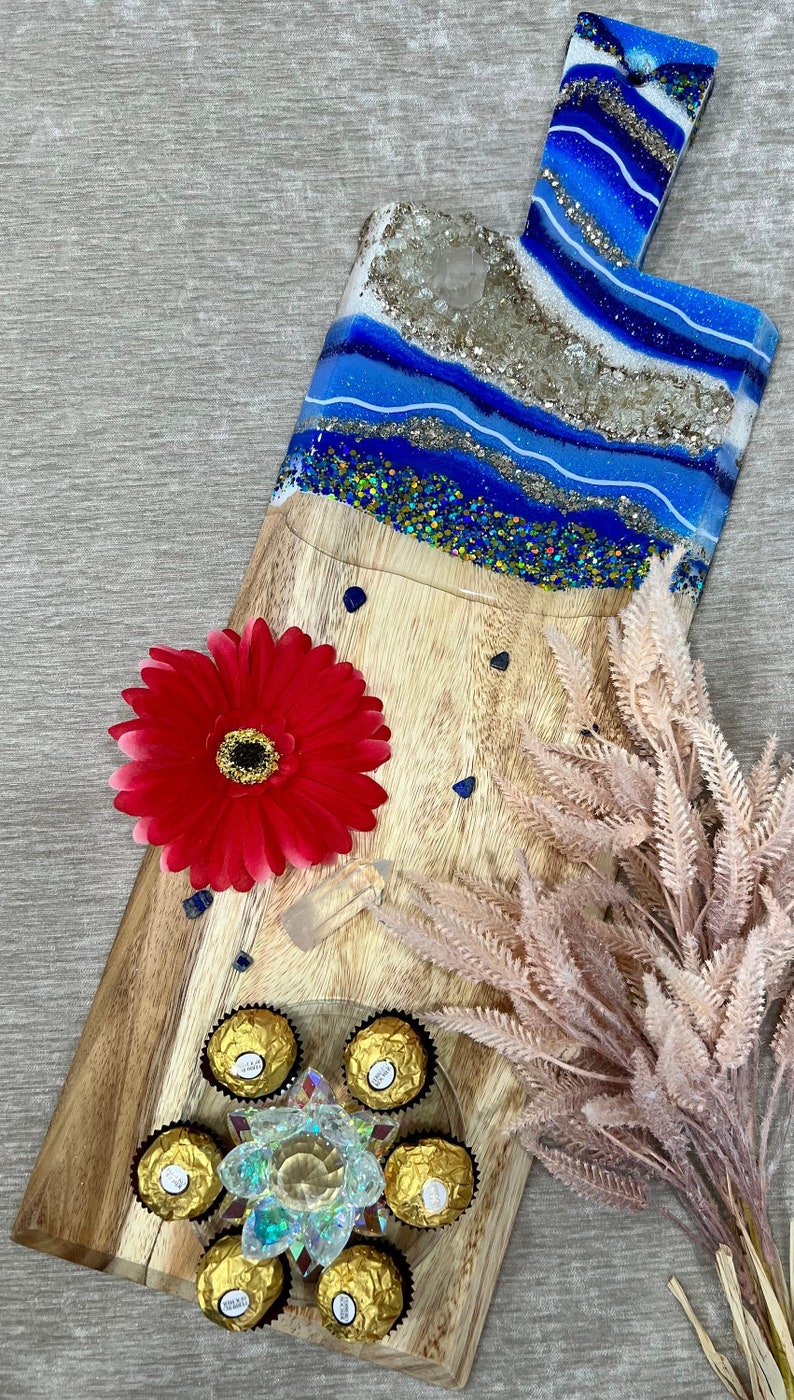 Extra Large Blue Geode Charcuterie Board/ Resin Cheese Board/ Etsy