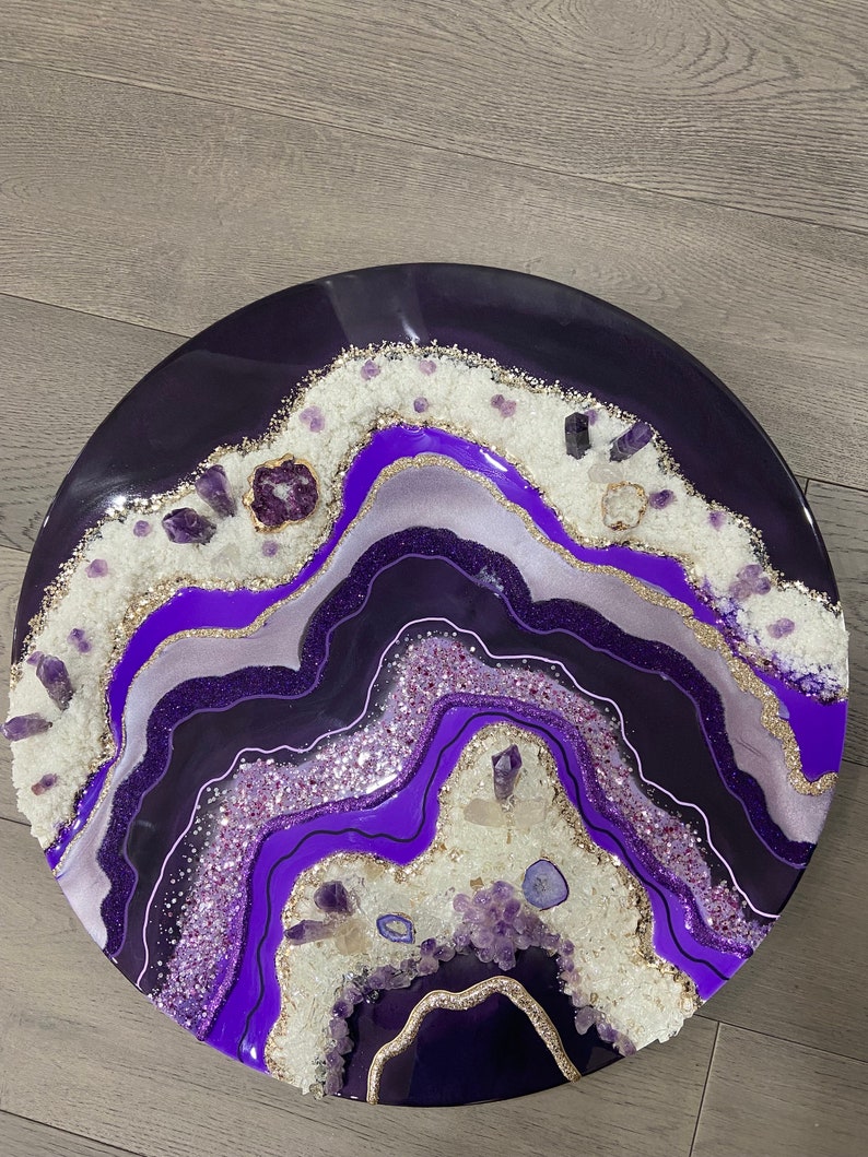 Amethyst Resin Geode Wall Art Epoxy Resin Painting Crystal Etsy