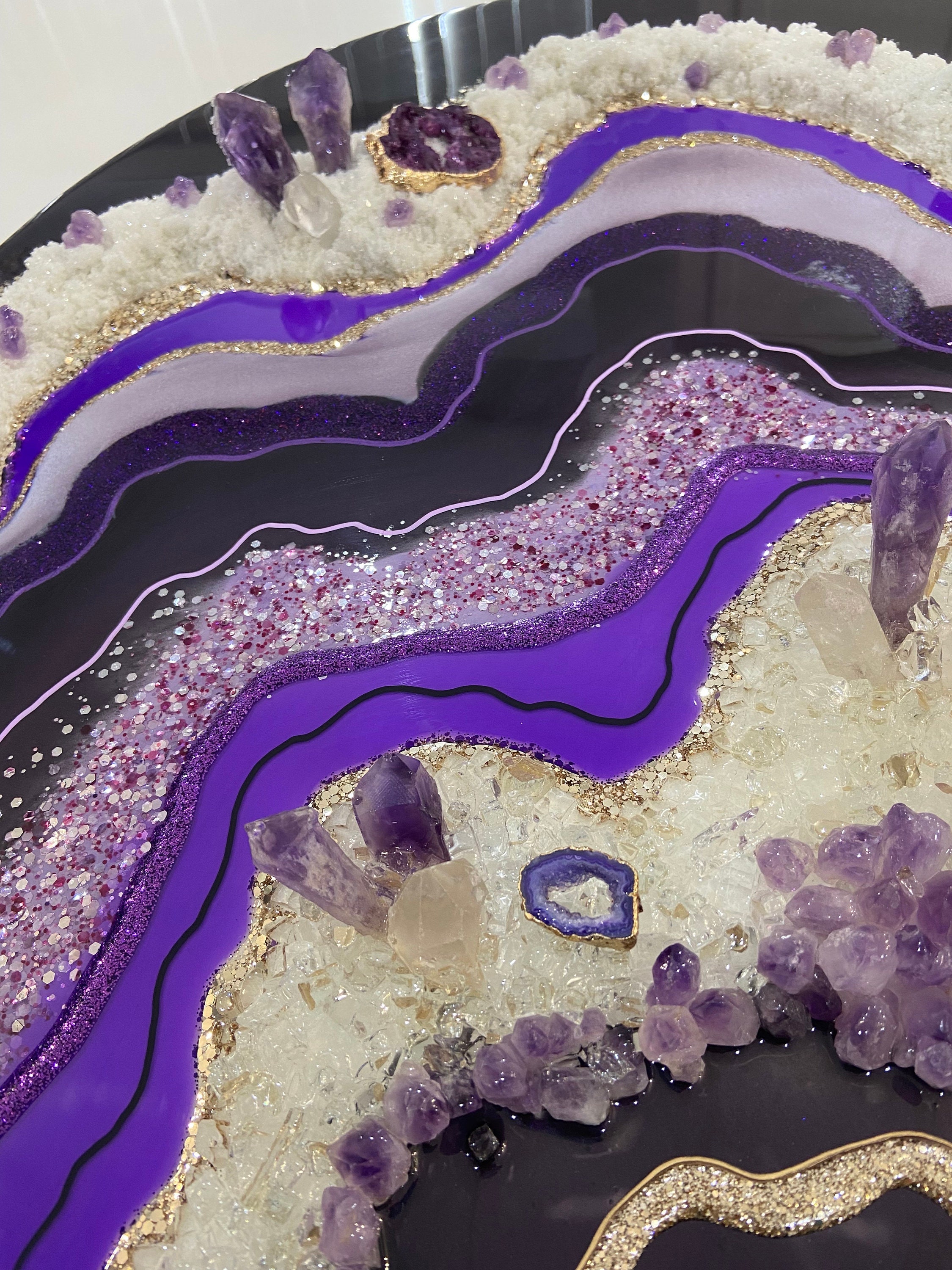 Amethyst Resin Geode Wall Art epoxy Resin Painting Crystal Etsy