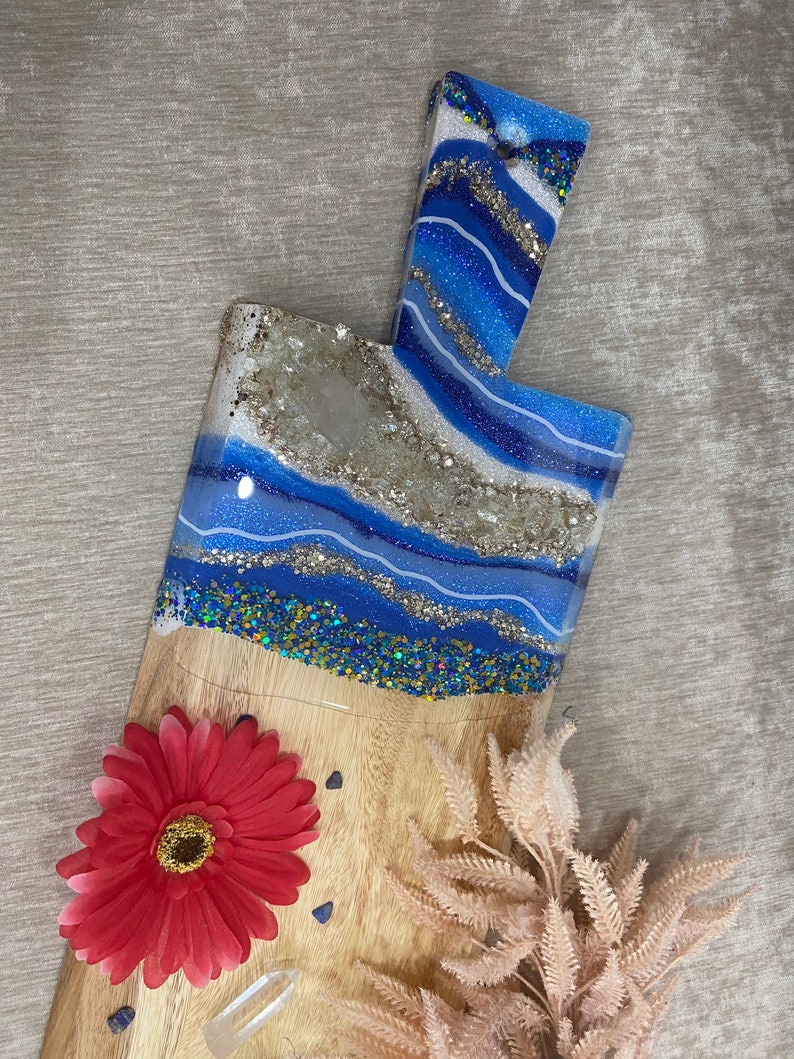Extra Large Blue Geode Charcuterie Board/ Resin Cheese Board/ Etsy