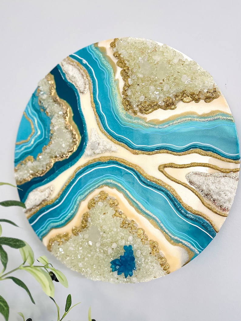 Ocean Blue Geode Wall Art| Epoxy Resin Painting| Crystal Resin Wall Art ...