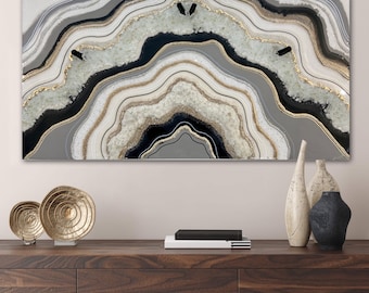 Custom Black Grey Resin Geode Wall Art |Crystal Resin Painting | Epoxy wall Art |geode resin art|Geode painting| Luxury wall decor|Home Gift