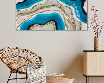 Custom ocean blue Resin Geode Wall Art/ Epoxy  painting/ Crystal resin wall art/ geode resin art/ geode art/luxury wall decor/ home Gift