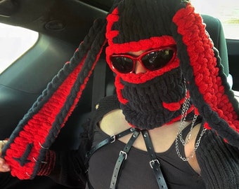 Custom balaclava, Helmet Balaclava, snowboarding balaclava, chunky knit balaclava, balaclava with bunny ears, ski mask request