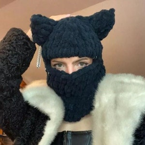 Katzenmütze Balaclava, Katzenohren Balaclava, Katzenohren Balaclava, Cat Ski Mask, Tier Balaclava, Personalisierungsgeschenk