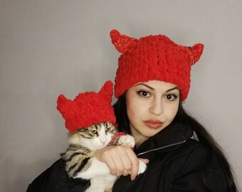 devil horn moletom com capuz red