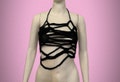 Distressed Bustier, y2k crop top, grunge crochet bustier, harajuku knit top product logo