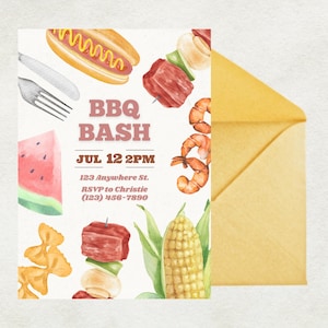Backyard BBQ Party Invitation | Summer Cookout Birthday Invite | Family Barbeque Digital Download