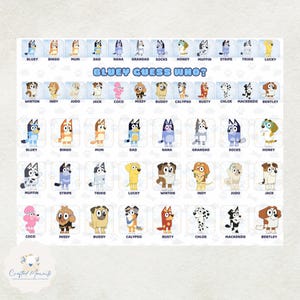 Guess Who 2.0 Custom Template | Bluey Theme Guess Who | Printable Digital Download