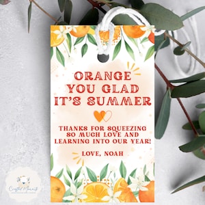 Teacher Appreciation Gift Tag | Orange You Glad It&#39;s Summer | Orange Theme
