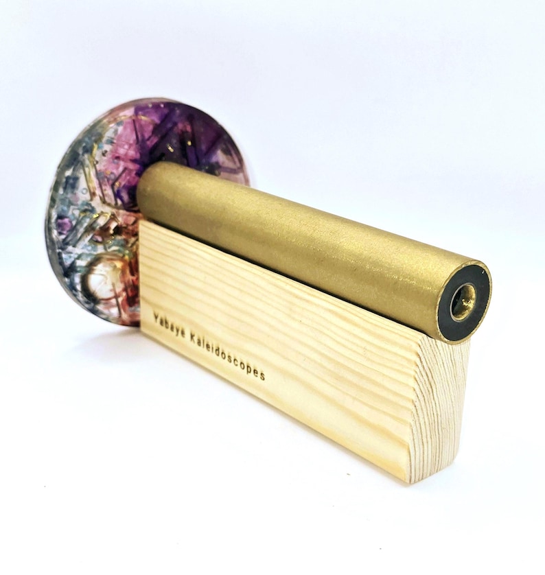 Small brass handmade kaleidoscope Unique handcrafted kaleidoscope Mesmerizing optical art Collectible kaleidoscope
