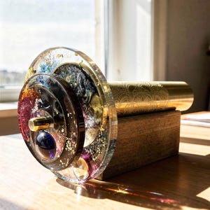 Caleidoscopio de latón con geometría sagrada - Arte cinético de mandala giratorio - Herramienta de meditación de atención plena - Decoración de escritorio zen