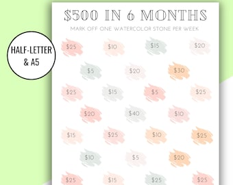 500 in 6 Months Money Saving Challenge Printable, Savings Tracker, Financial Planner, Money Tracker, A5 Budget Planner Insert