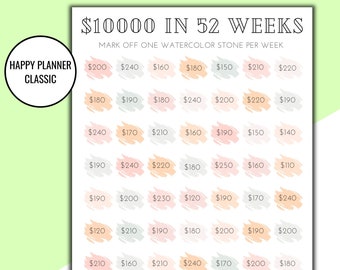 10K Money Saving Challenge Printable, Savings Tracker, 52 Week Challenge, Financial Planner, Money Tracker, Happy Planner Budget Insert