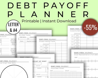 Debt Payoff Printable, Debt Tracker, Debt Snowball, Debt Avalanche, Complete Debt Tracking, Debt Free Bundle, Letter A4